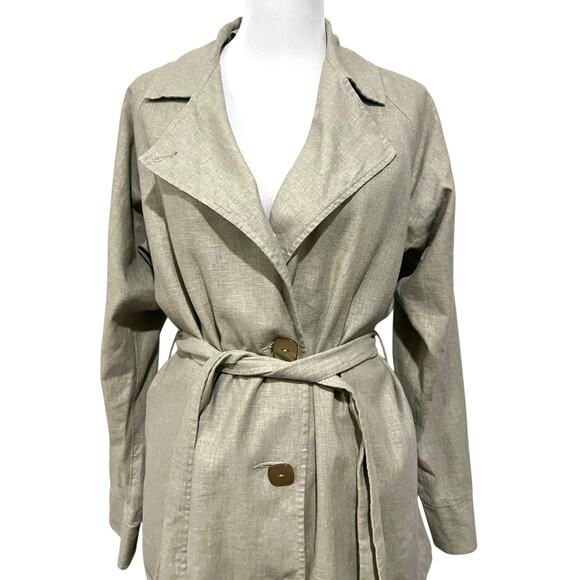 Maralyce Ferree Jacket Shacket Linen Cotton Beige Trench Belted Lagenlook XL - Picture 3 of 10